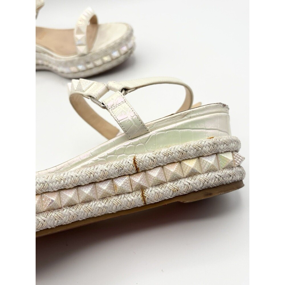 Christian Louboutin White Iridescent Platform Sandals Cataclou 60 Size EU 38 - Picture 11 of 12
